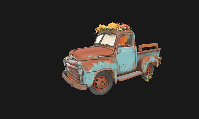 Rustic Relic Vintage Car Weathered 3D Model Low-poly 3D model 2