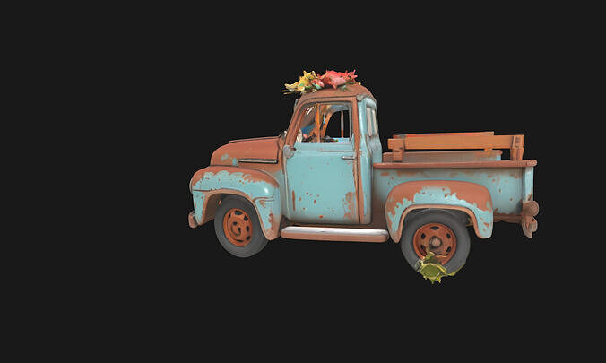 Rustic Relic Vintage Car Weathered 3D Model Low-poly 3D model 5