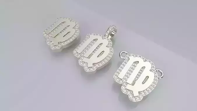 Zodiac Sign Pendants v3 - Diamond Border - Virgo Pendant