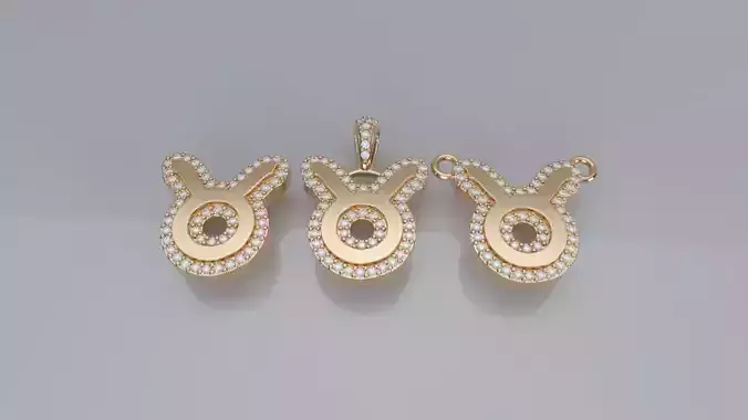 Zodiac Sign Pendant v3 - Diamond Border - Taurus Pendant