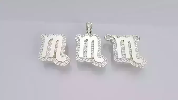 Zodiac Sign Pendant v3 - Diamond Border - Scorpio Pendant