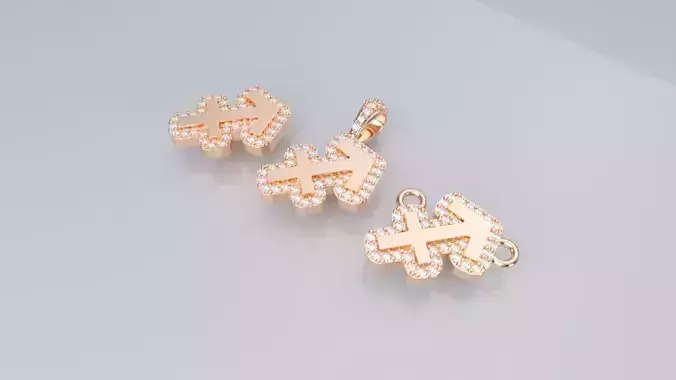 Zodiac Sign Pendant v3 -  Diamond Border - Sagittarius Pendant