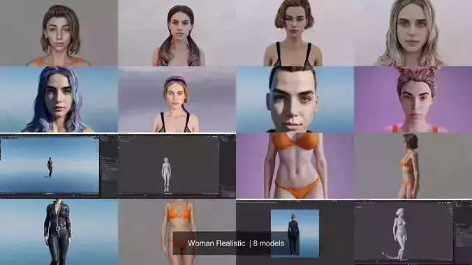 Woman Realistic  3D Model Collection