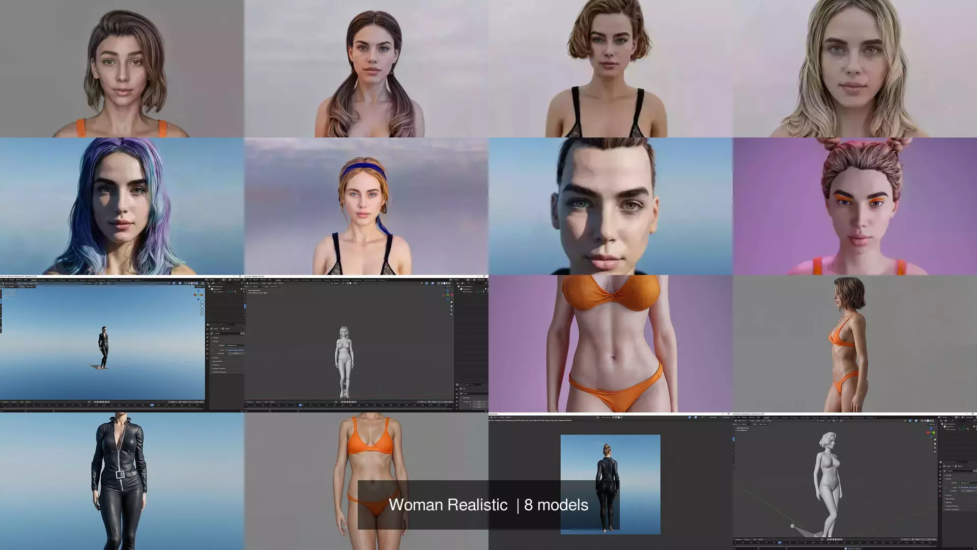 Woman Realistic  3D Model Collection_0