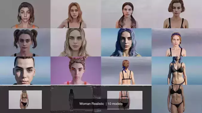 Woman Realistic  3D Model Collection