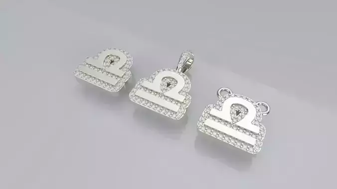 Zodiac Sign Pendant v3 - Diamond Border - Libra Pendant