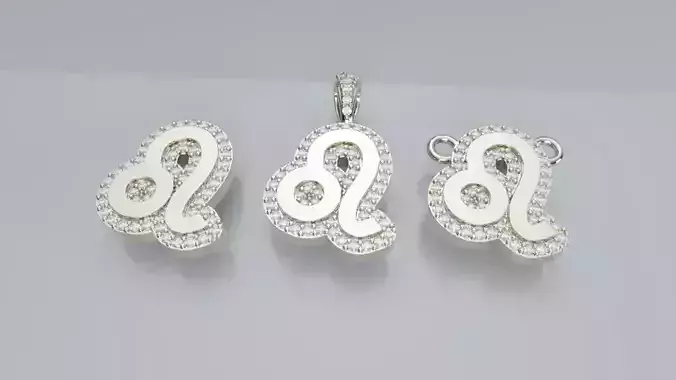 Zodiac Sign Pendant v3 - Diamond Border - Leo Pendant