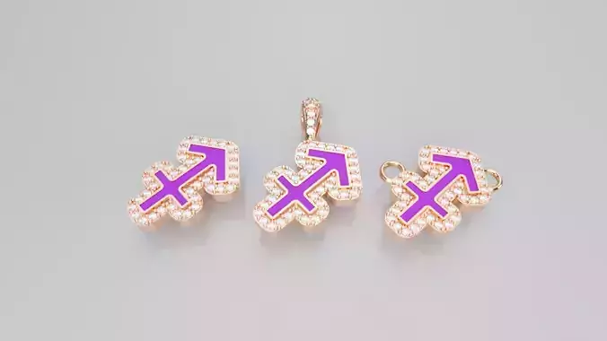 Zodiac Sign Pendant v3 - Enamel - Sagittarius Pendant