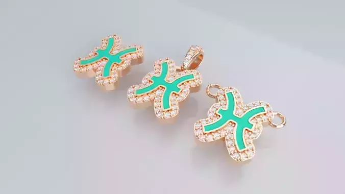 Zodiac Sign Pendant v3 - Enamel - Pisces Pendant