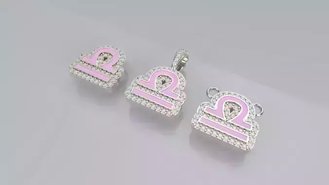 Zodiac Sign Pendant v3 - Enamel - Libra