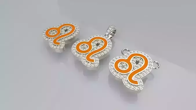 Zodiac Sign Pendant v3 - Enamel - Leo Pendant 3D print model