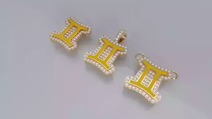 Zodiac Sign Pendant v3 - Enamel - Gemini Pendant