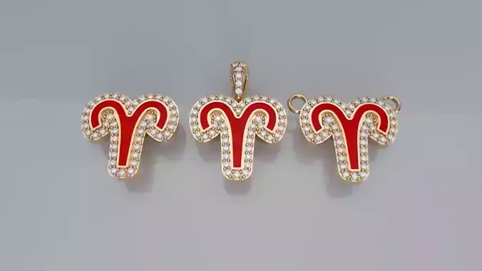 Zodiac Sign Pendant v3 - Enamel - Aries Pendant