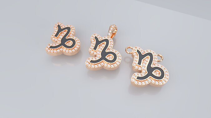 Zodiac Sign Pendant v3 - Enamel -  Capricorn Pendant 3D print model