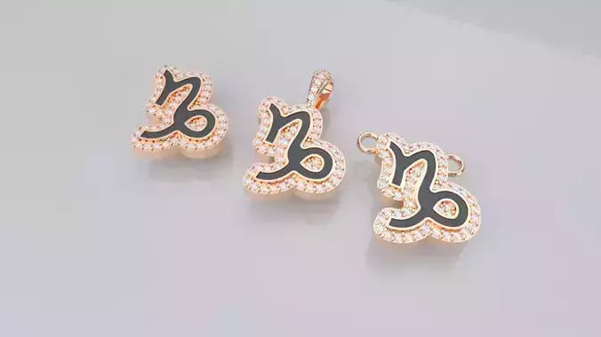 Zodiac Sign Pendant v3 - Enamel -  Capricorn Pendant