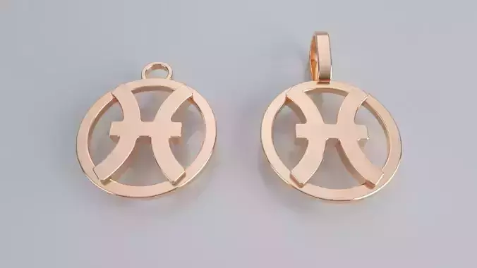 Zodiac Sign Pendant v2 - Plain - Pisces Pendant 3D print model