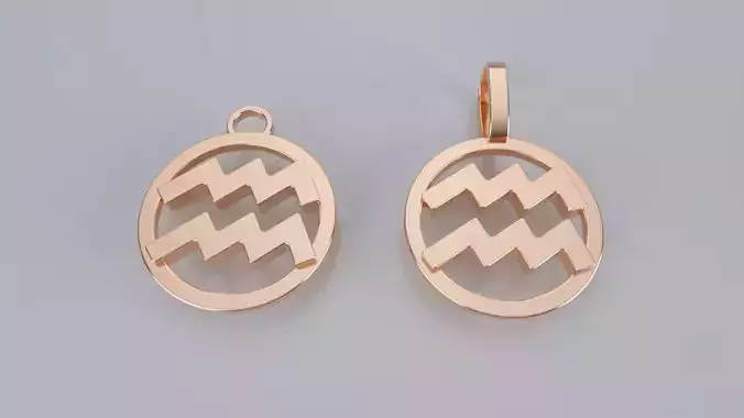 Zodiac Sign Pendant v2 - Plain - Aquarius Pendant