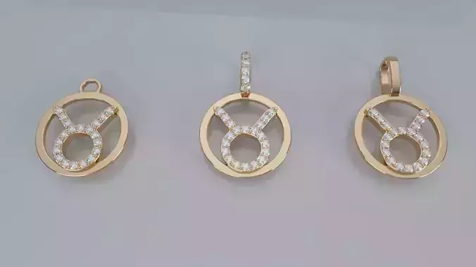 Zodiac Sign Pendant v2 - Diamond -  Taurus Pendant