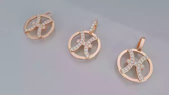 Zodiac Sign Pendant v2 - Diamond - Pisces Pendant