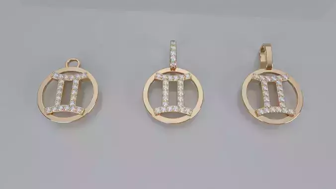 Zodiac Sign Pendant v2 - Diamond - Gemini Pendant