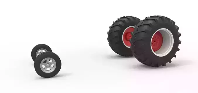 Wheel Set of Vintage Small block Pulling tractor Scale 1 to 25