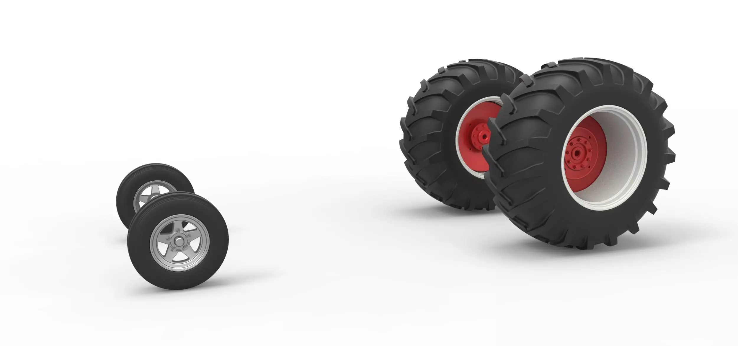 Wheel Set of Vintage Small block Pulling tractor Scale 1 to 25 3D print model