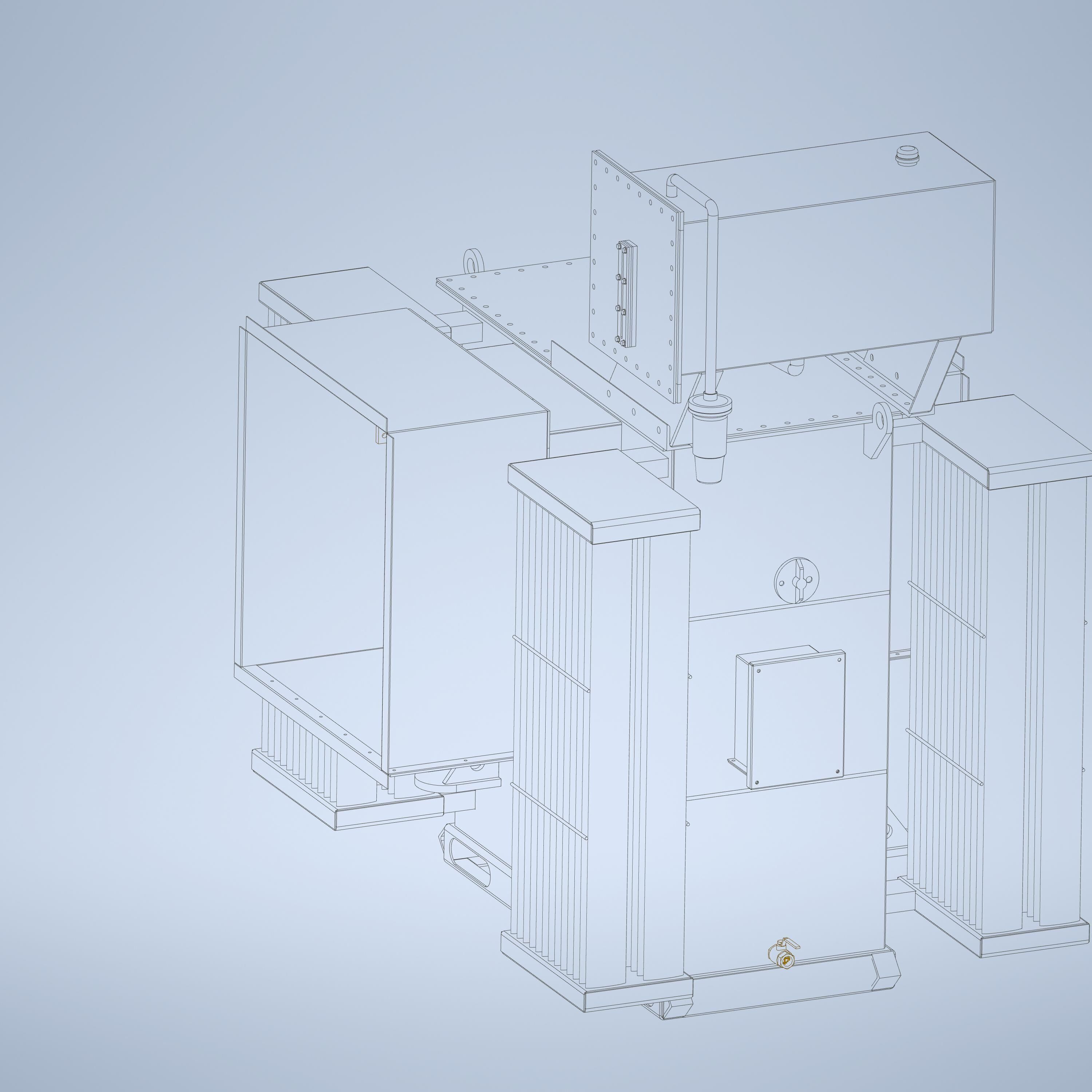 1000KVA 11000-380V ONAN Dyn11TRANSFORMER 3D model_5