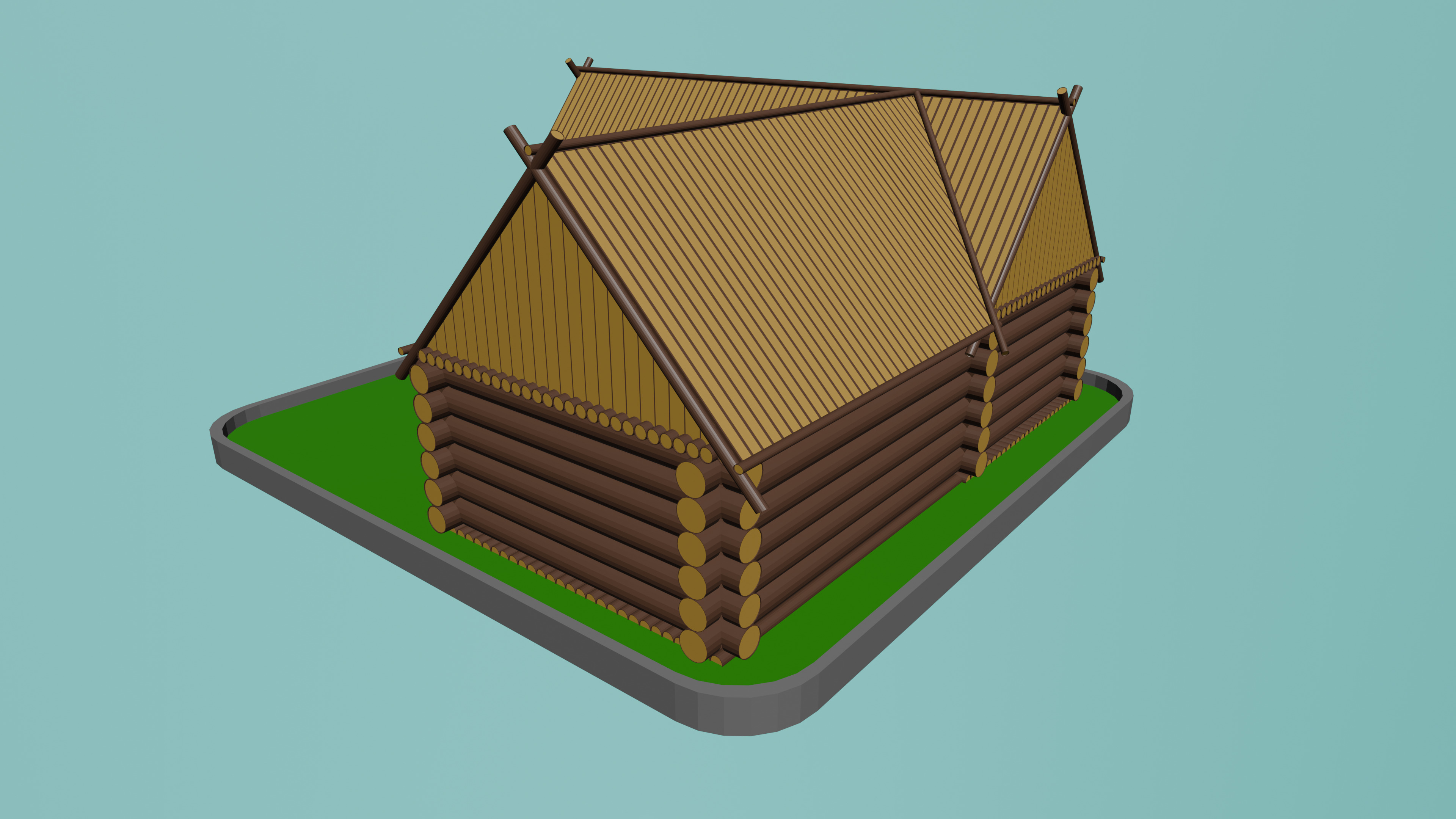 Low poly Wooden house large Low-poly 3D model_6