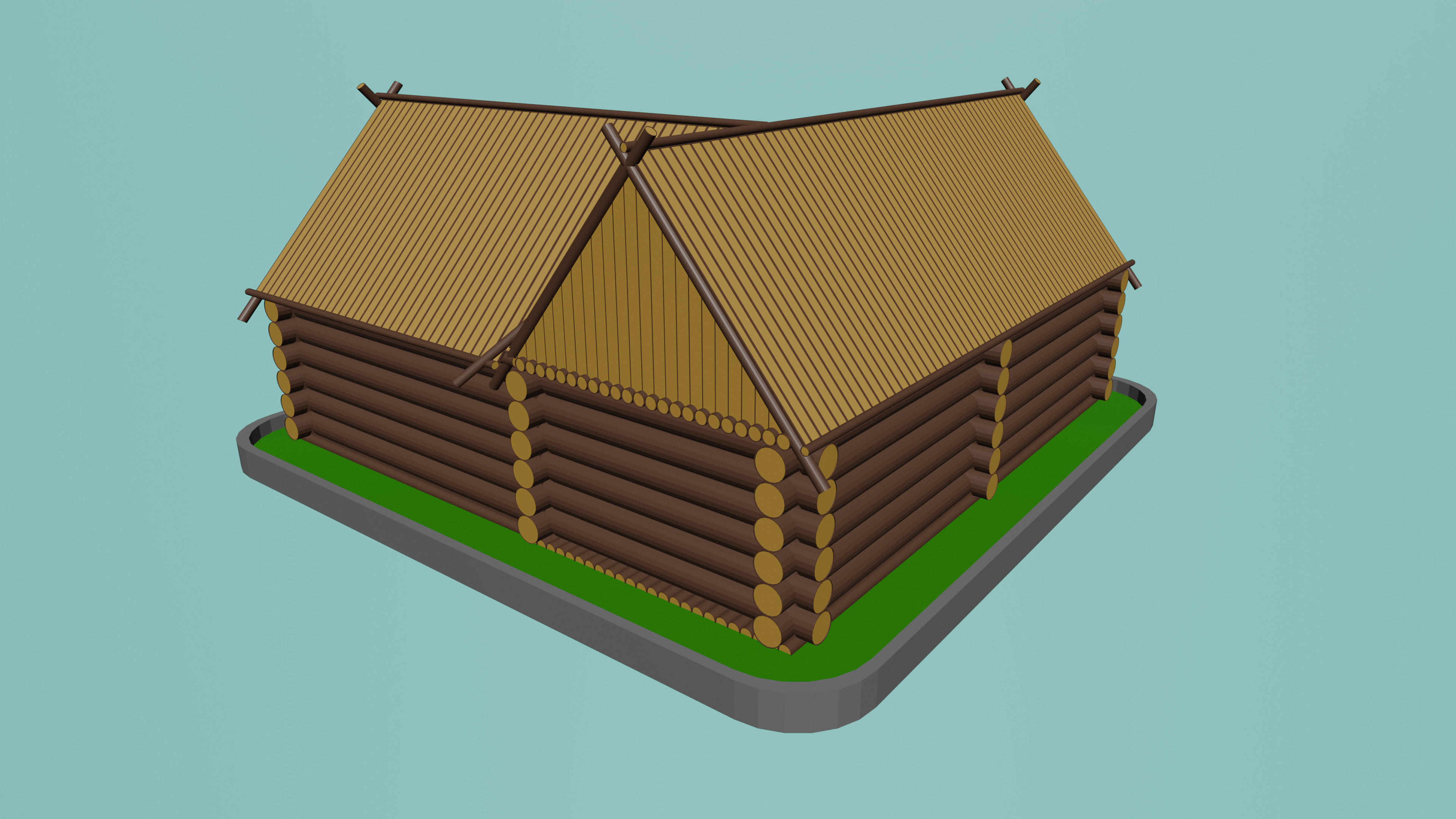 Low poly Wooden house large Low-poly 3D model_4