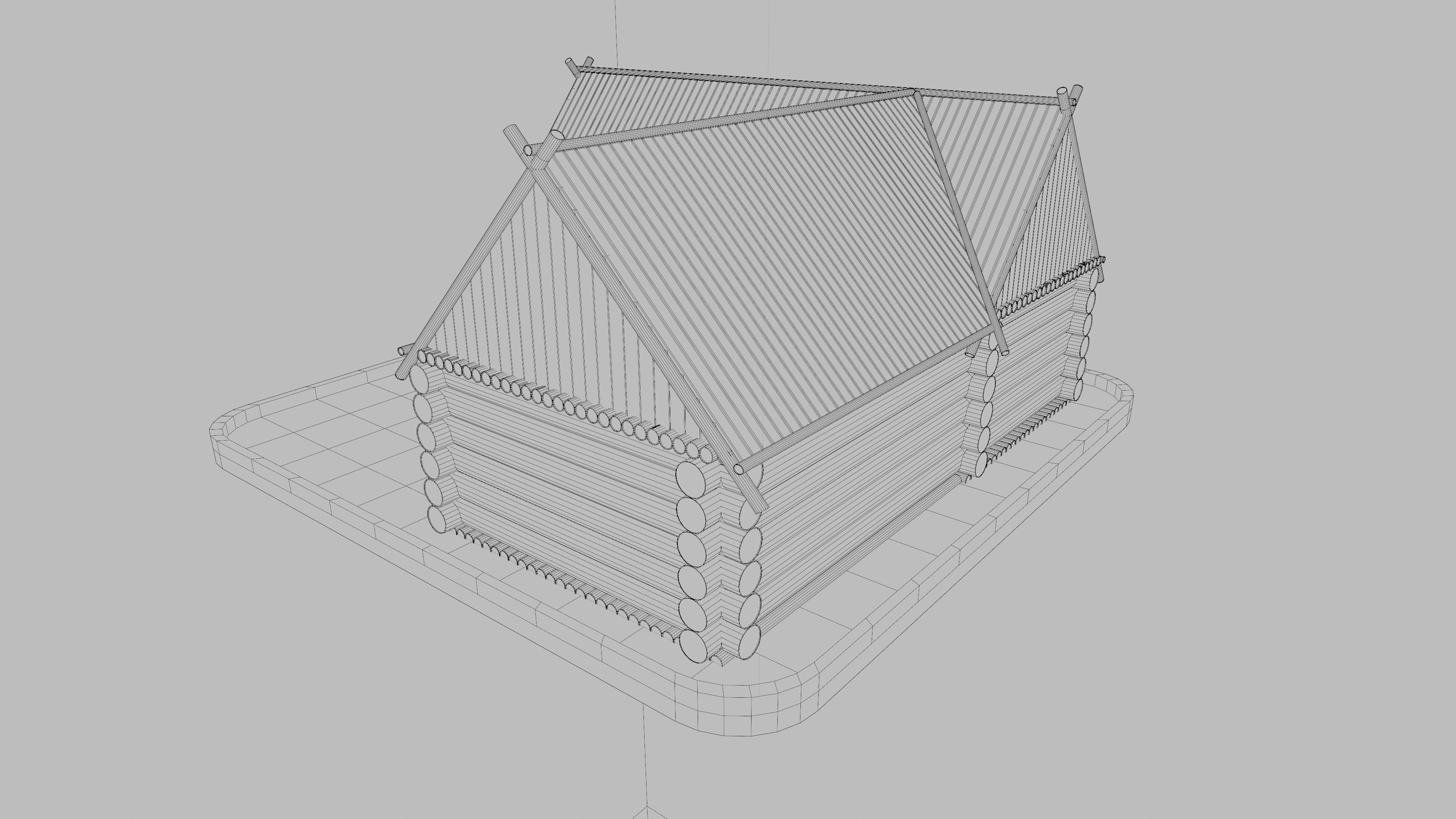 Low poly Wooden house large Low-poly 3D model_7