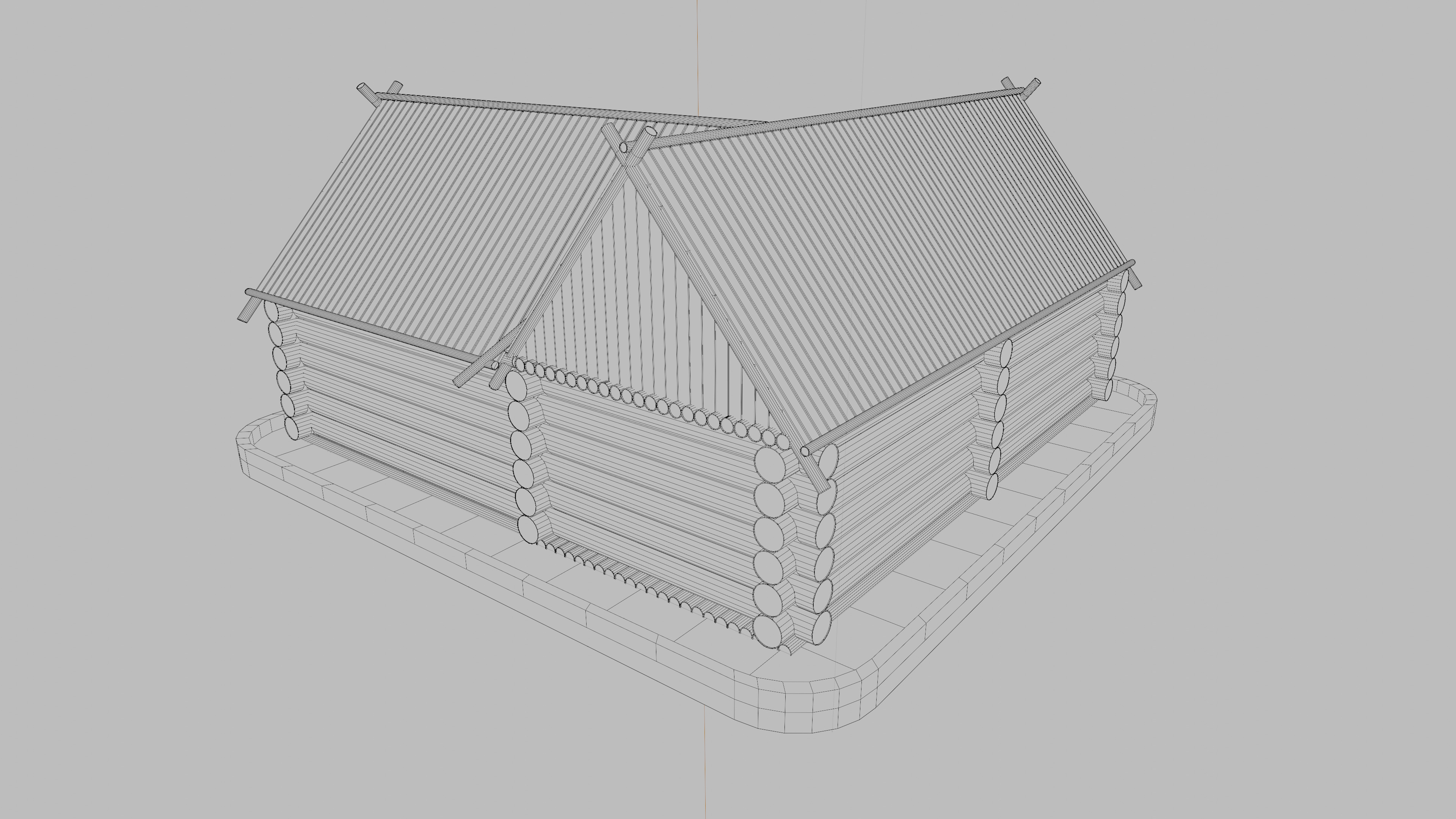 Low poly Wooden house large Low-poly 3D model_5