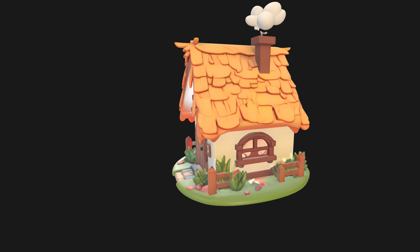 Charming Low Poly Decorative House Low-poly 3D model_3