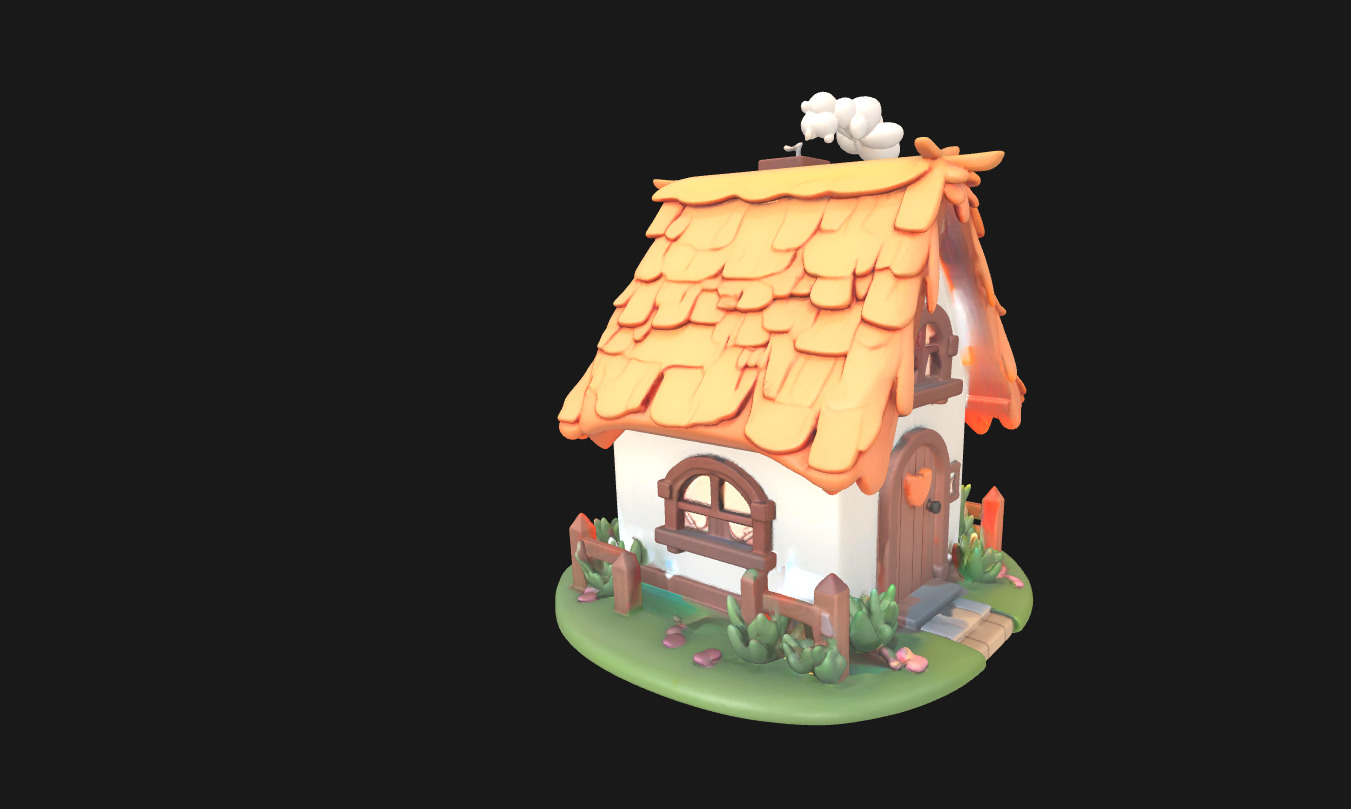 Charming Low Poly Decorative House Low-poly 3D model_28