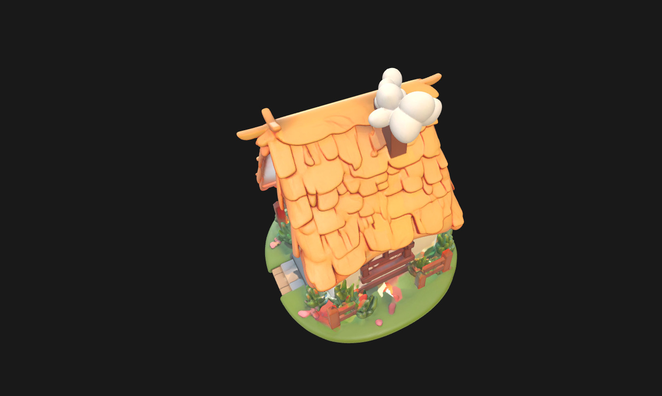 Charming Low Poly Decorative House Low-poly 3D model_30