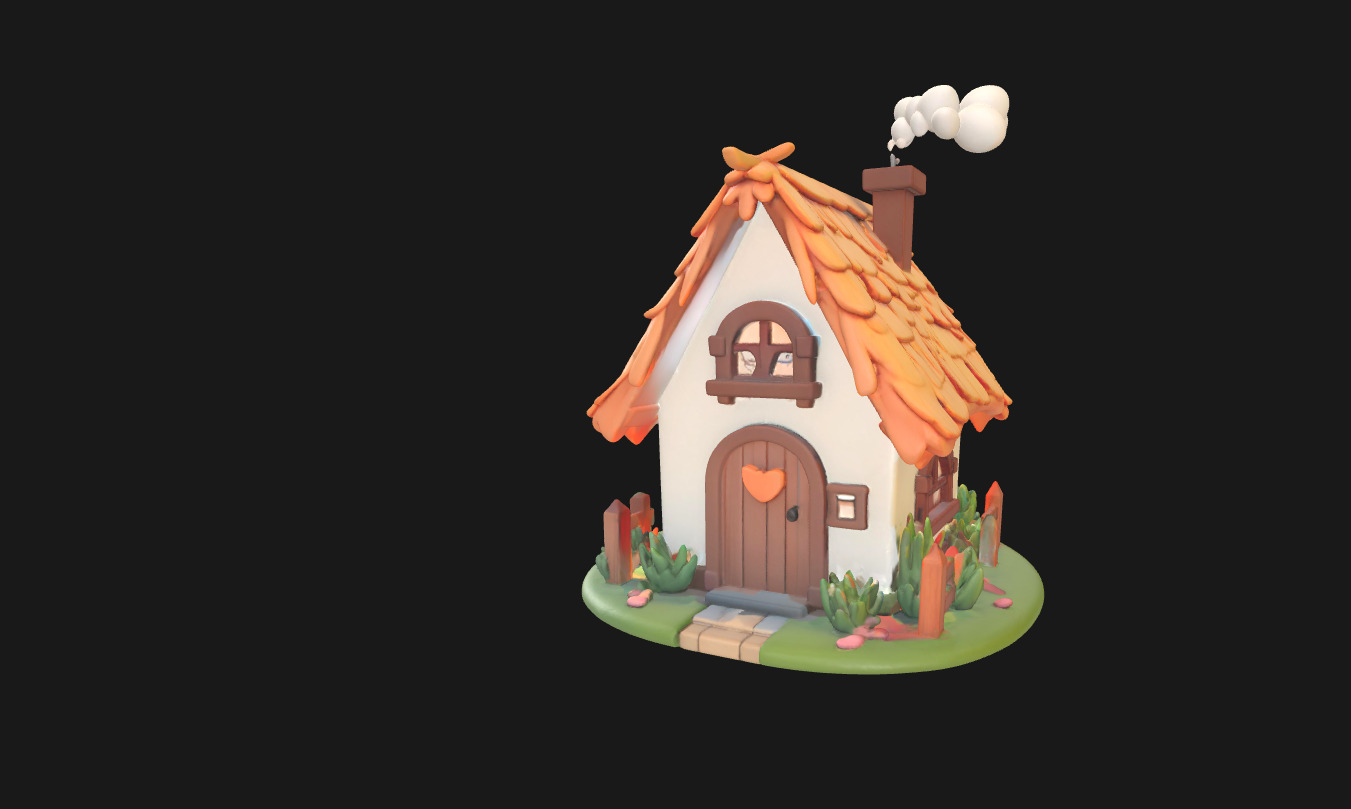 Charming Low Poly Decorative House Low-poly 3D model_15
