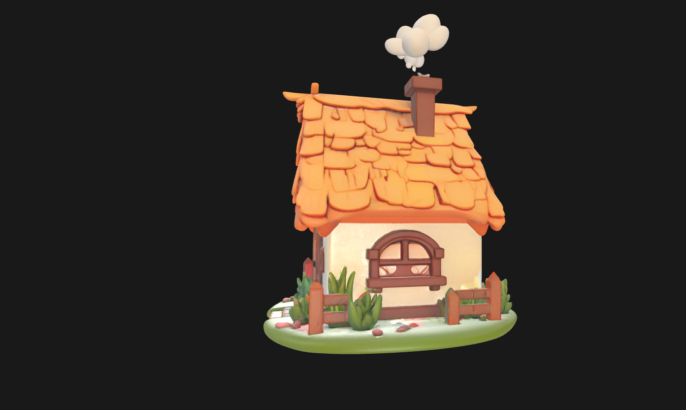 Charming Low Poly Decorative House Low-poly 3D model_16