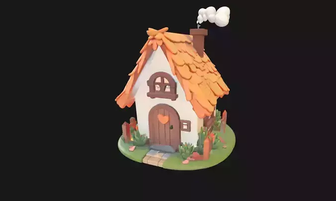 Charming Low Poly Decorative House Low-poly 3D model