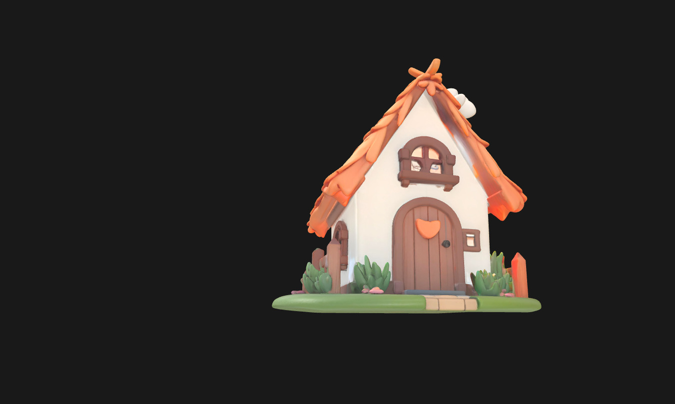 Charming Low Poly Decorative House Low-poly 3D model_23