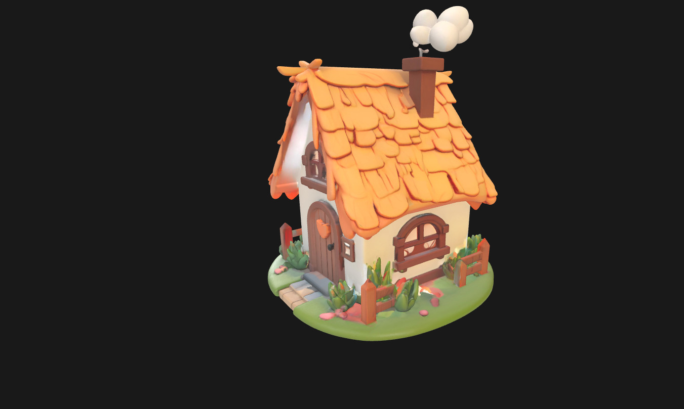 Charming Low Poly Decorative House Low-poly 3D model_2