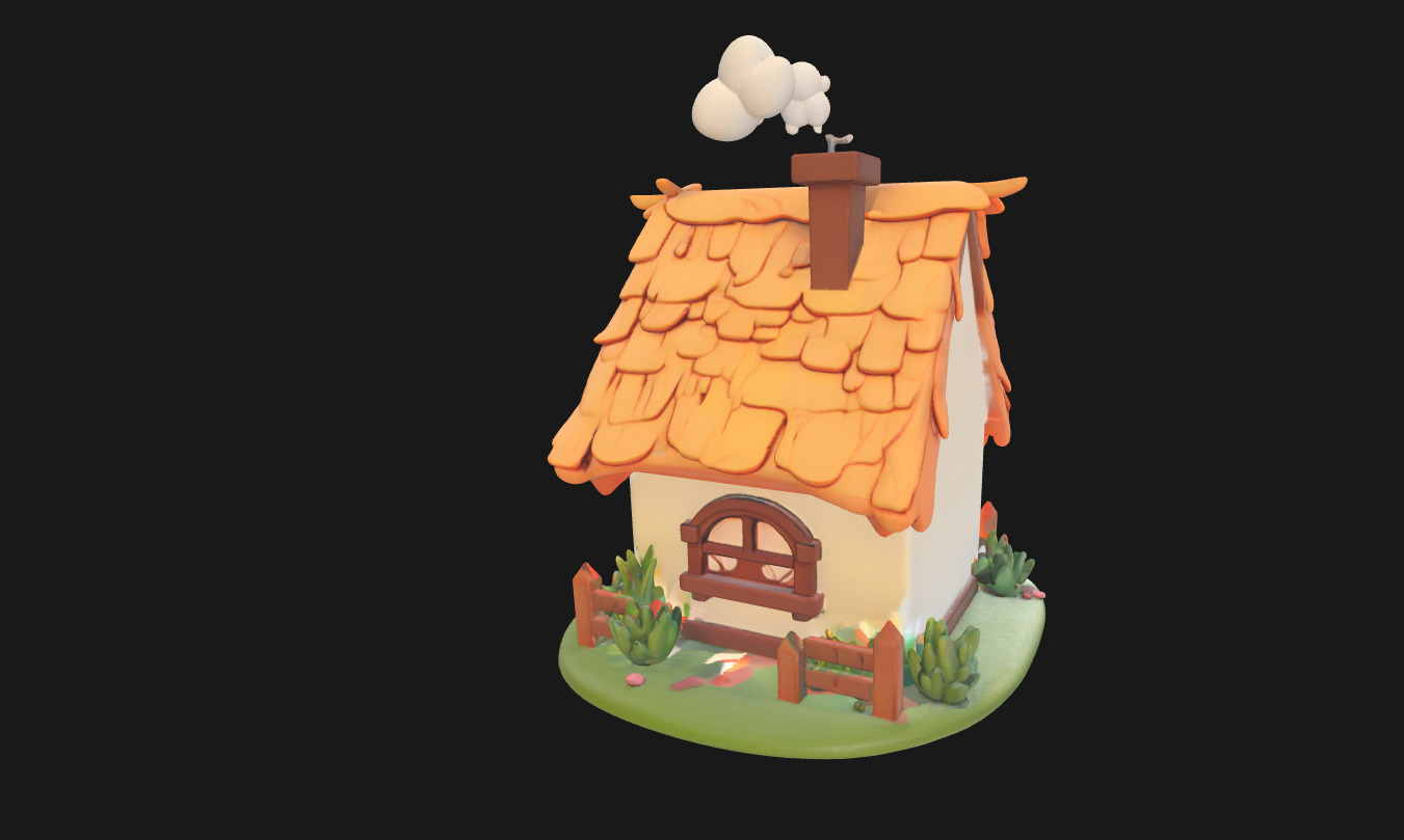 Charming Low Poly Decorative House Low-poly 3D model_17