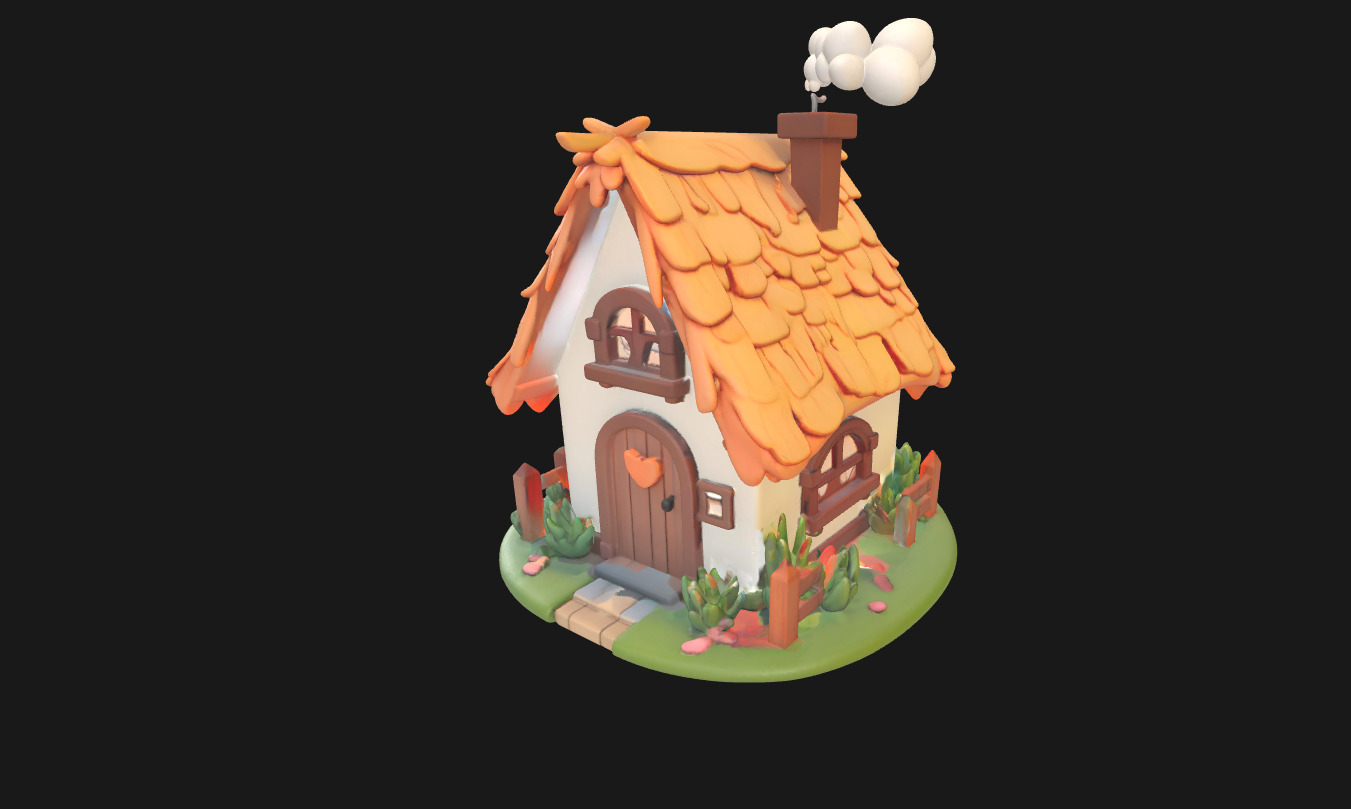 Charming Low Poly Decorative House Low-poly 3D model_1