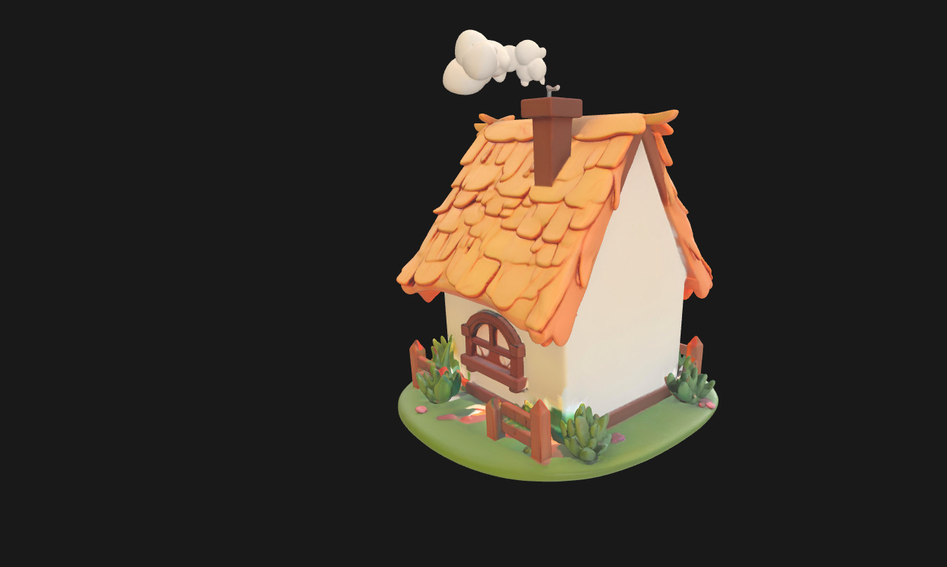 Charming Low Poly Decorative House Low-poly 3D model_7