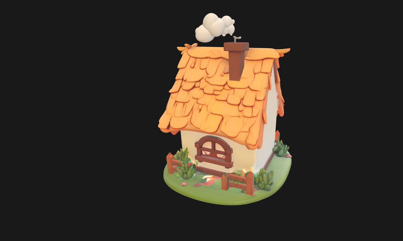 Charming Low Poly Decorative House Low-poly 3D model_6