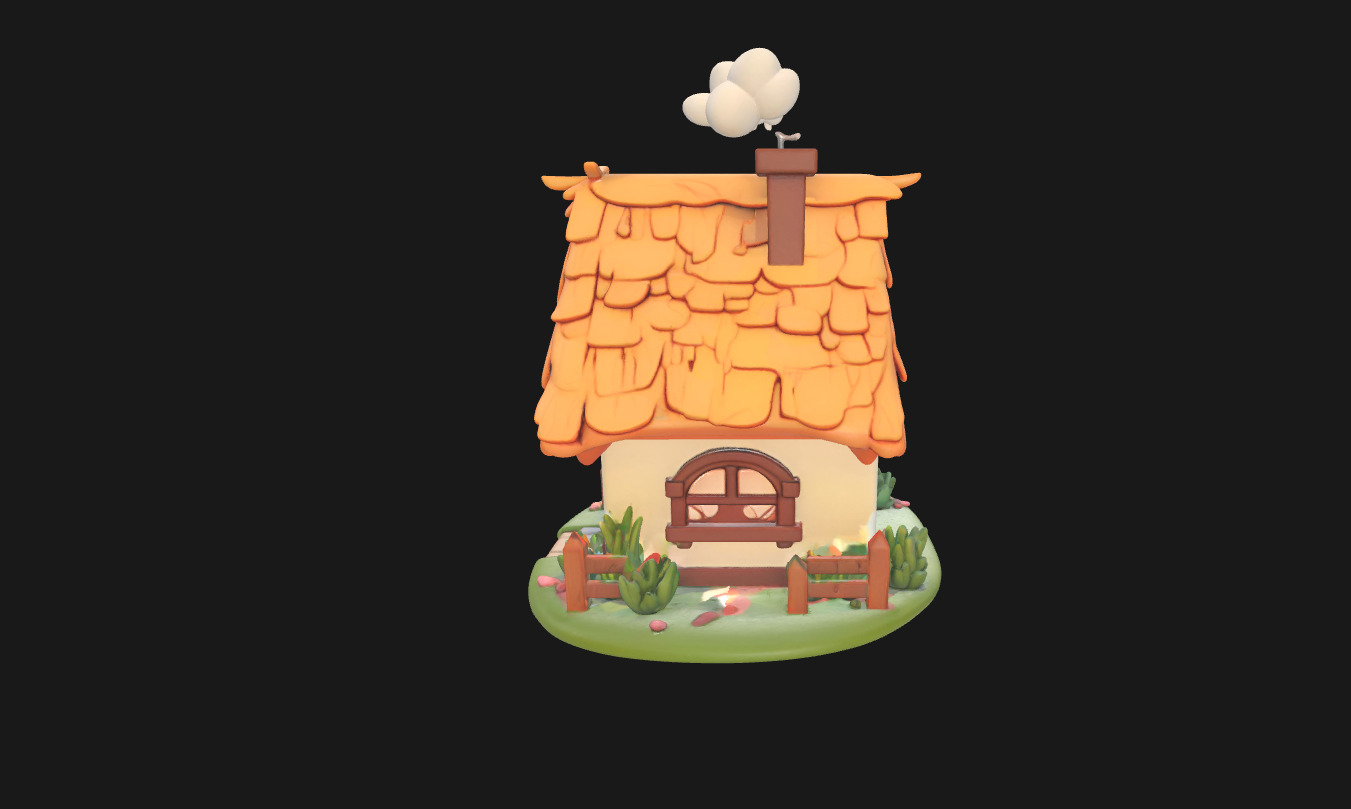 Charming Low Poly Decorative House Low-poly 3D model_31