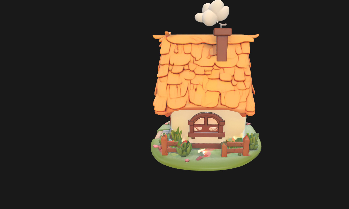 Charming Low Poly Decorative House Low-poly 3D model_4