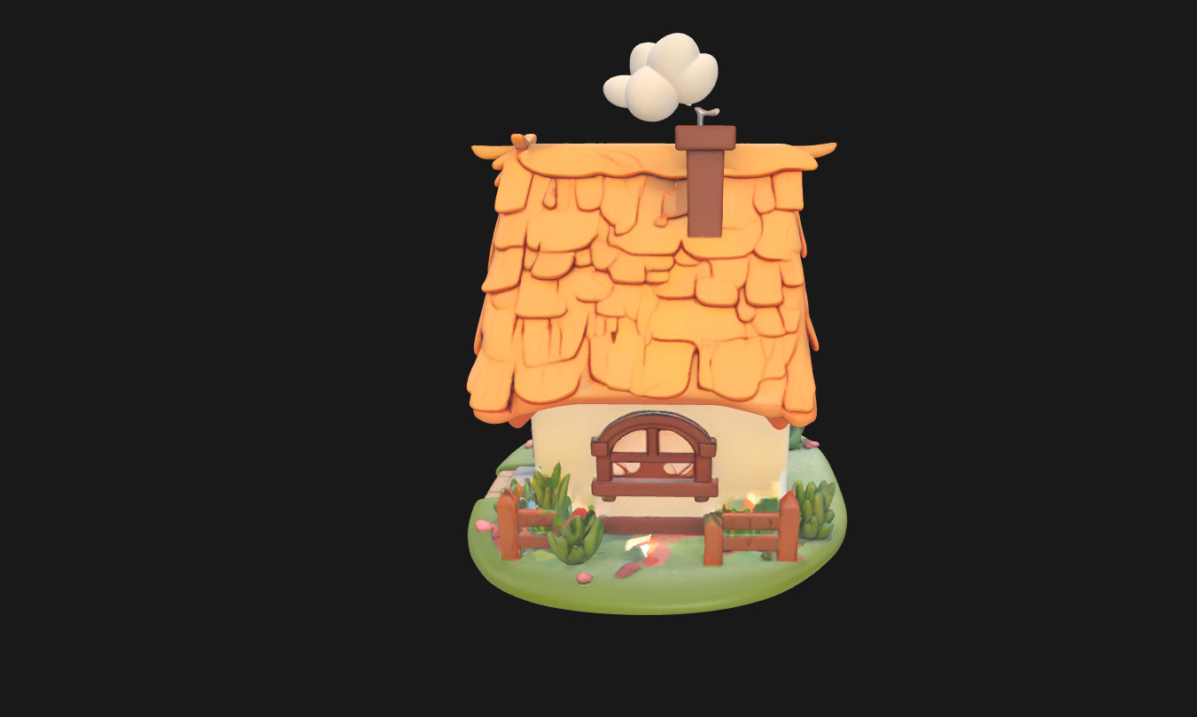 Charming Low Poly Decorative House Low-poly 3D model_5