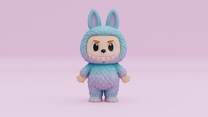 Labubu A-pose Plush Character Low-poly 3D model