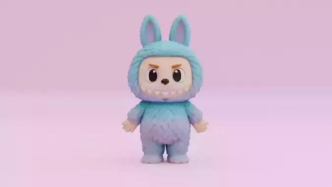 Labubu A-pose Plush Character Low-poly 3D model