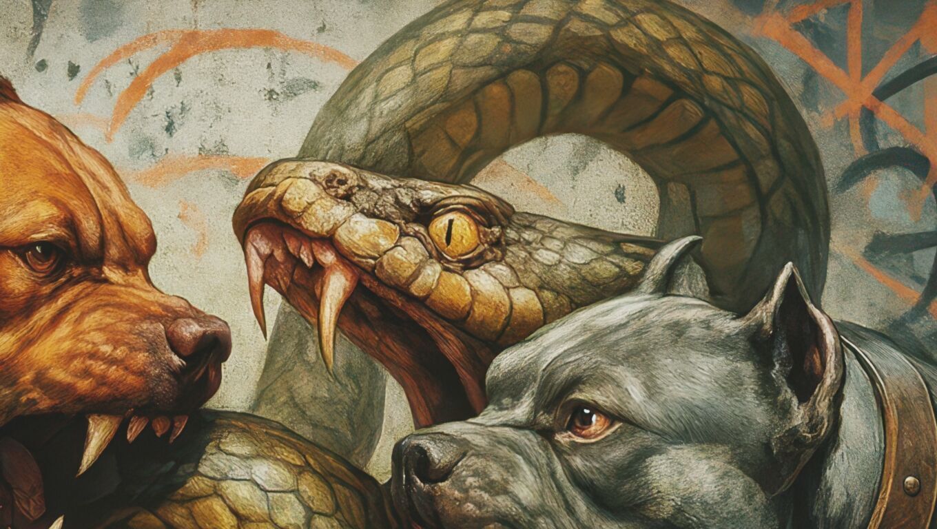 16K Base Color Texture Dog and Serpent Mural Ultra HD  Texture_1