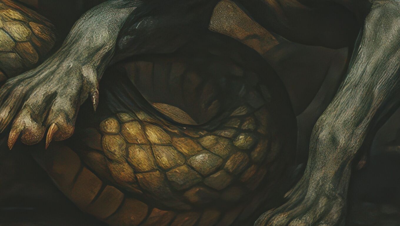 16K Base Color Texture Dog and Serpent Mural Ultra HD  Texture_18